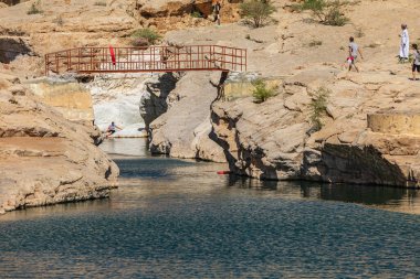 Orta Doğu, Arap Yarımadası, Umman, Al Batinah Güney, Wadi Bani Khalid. 25 Ekim 2019. Wadi Bani Khalid 'deki yüzme havuzları.
