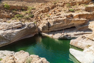 Orta Doğu, Arap Yarımadası, Umman, Al Batinah Güney, Wadi Bani Khalid. 25 Ekim 2019. Wadi Bani Khalid 'deki yüzme havuzları.
