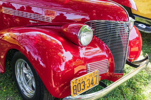 Marmorfall Texas Usa April 2021 Krom Grill Vintage Chevrolet Bilutställning — Stockfoto