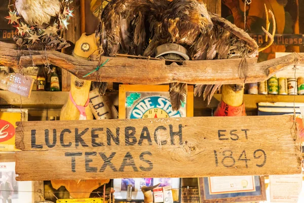 Luhbach Texas Usa Апреля 2021 Года Знак Стене Салуна Лакенбахе — стоковое фото