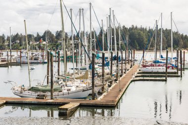 Coos Bay, Oregon, ABD. 2 Mayıs 2021. Coos Bay, Oregon 'da balıkçı tekneleri.
