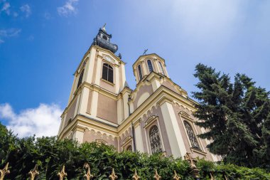 Saraybosna, Bosna-Hersek. Saraybosna 'daki Theotokos' un Doğuşu Katedrali 'nin çan kulesi..