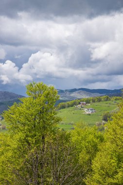Lukomir, Konjiç, Bosna-Hersek. Bosna-Hersek dağlarındaki Verdant Vadisi.
