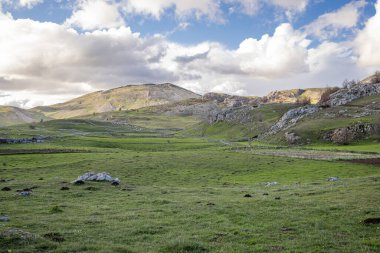 Lukomir, Konjiç, Bosna-Hersek. Bosna-Hersek dağlarındaki manzara manzarası.