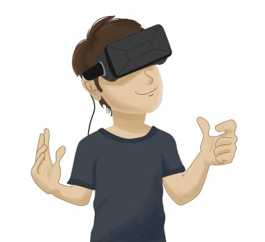 Hombre con gafas de realidad sanal