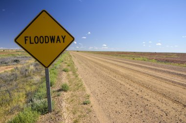 Floodway sign in the Australian outback clipart