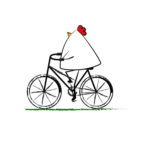 Kura jeździć rowerem — Wektor stockowy