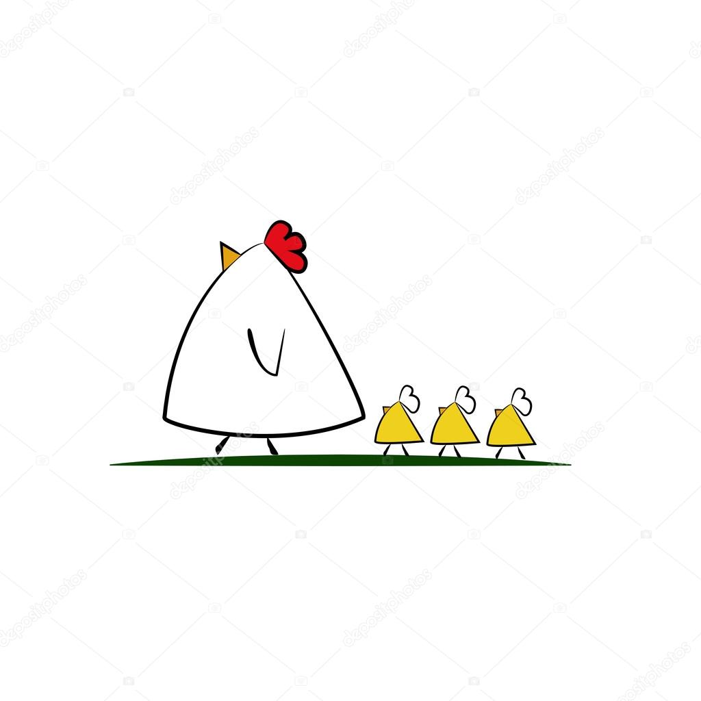 Cute cartoon Chicken family