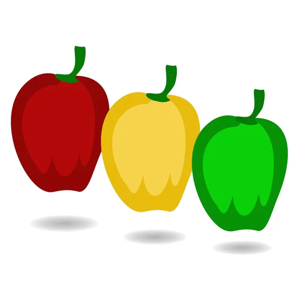 Röd, gul, grön paprika — Stock vektor