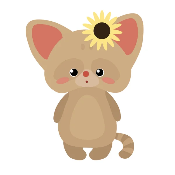 Cute kitty with sunflower — Stock Vector