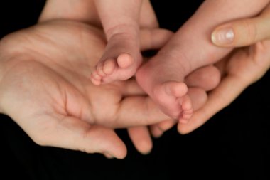 Siyah arka plan üzerine yeni doğan ayrıntıları