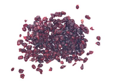 Beyaz arka planda kurumuş kızılcık.