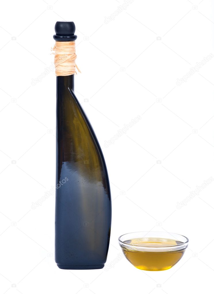 Decorative Green Bottle For Virgin Olive Oil Stock Photo