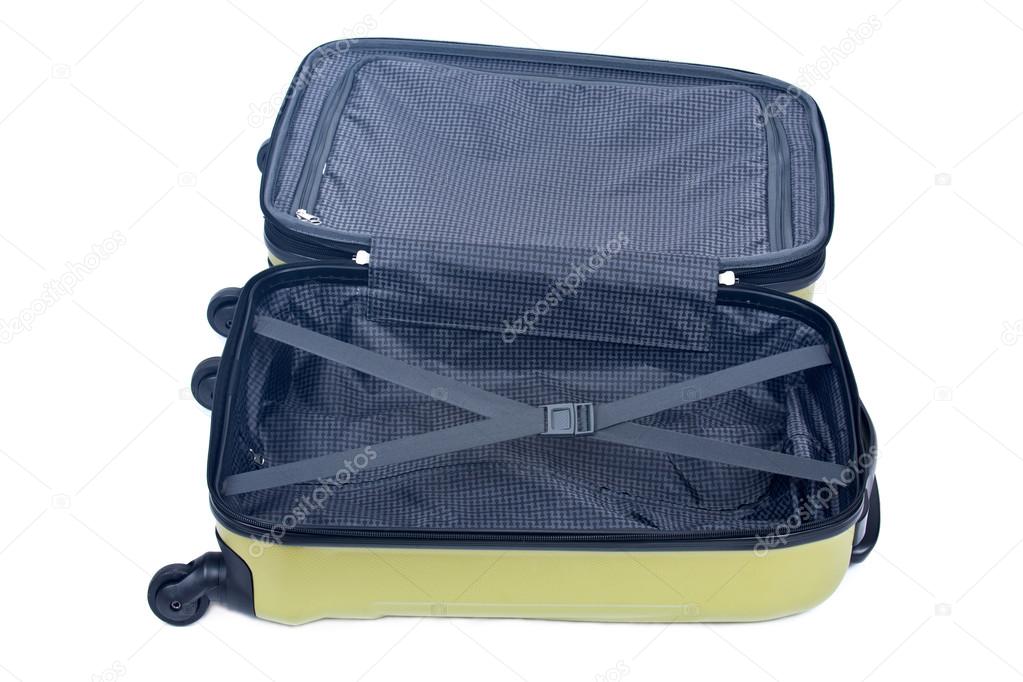 green hard shell luggage