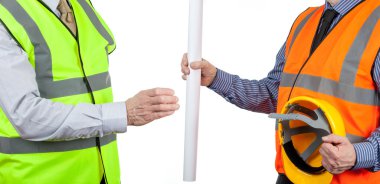 İki yüksek görünürlük yelekler içinde bilirkişi site