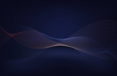 Koyu arkaplanda soyut mavi dalga. vektör illüstrasyonu.