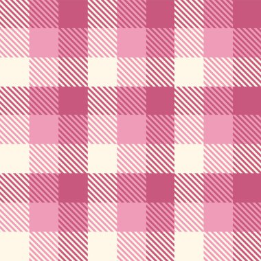 Pink seamless plaid tartan pattern, colorful natural fabric swatch, textile, geometric background