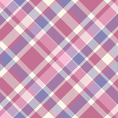 Pink creram and purple seamless plaid tartan pattern, colorful natural fabric swatch, textile, geometric background