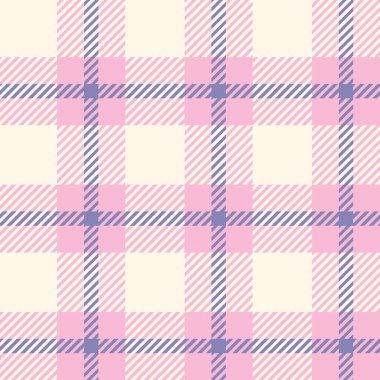 Pink creram and purple seamless plaid tartan pattern, colorful natural fabric swatch, textile, geometric background