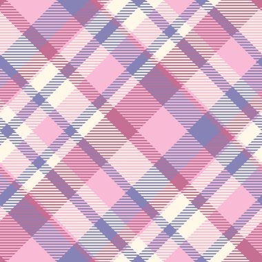 Pink creram and purple seamless plaid tartan pattern, colorful natural fabric swatch, textile, geometric background