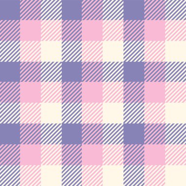 Pink creram and purple seamless plaid tartan pattern, colorful natural fabric swatch, textile, geometric background