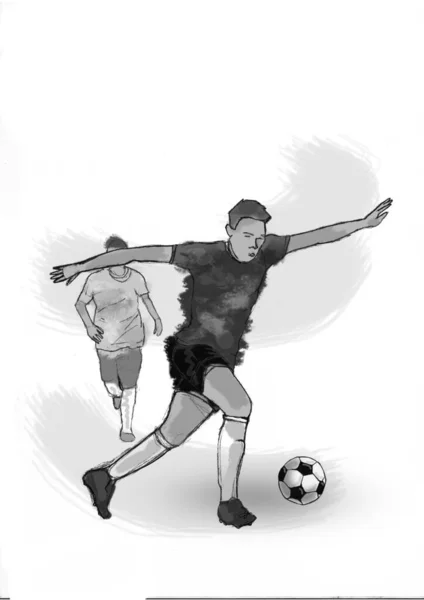 İki Erkek Futbolcu, takım, Gri Tonlama