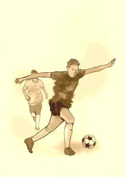 İki Erkek Futbolcu, takım, Sepia