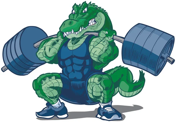 Weightlifting Alligator Mascot Cartoon Illustration — Stock Vector