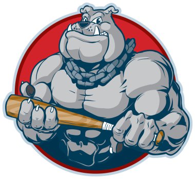 Yarasa maskot vektör çizim ile kas Bulldog