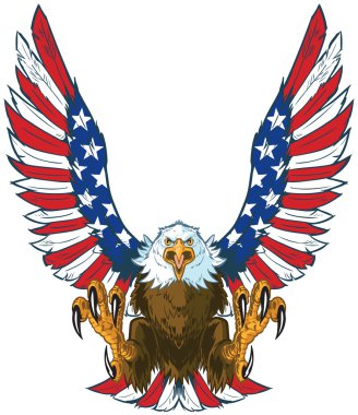 Amerikan bayrağı kanatları vektör küçük resim ile çığlık atan kartal