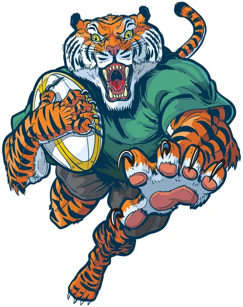 Tiger Rugby Mascota Vector Ilustración — Vector de stock
