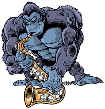 Goril saksafon oynamaya