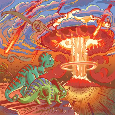 İki dinozorlar Apocalypse vektör çizgi film izle