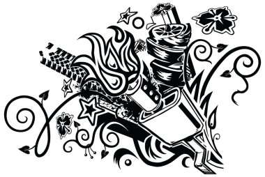 muffler explosion tattoo vector clip art illustration clipart