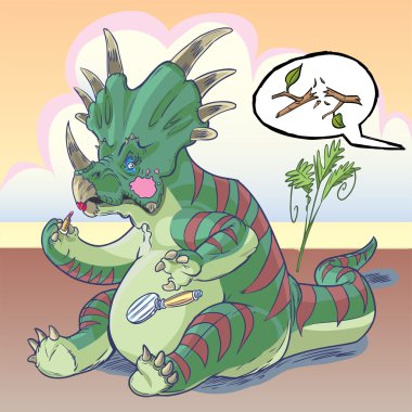 Styracosaurus dinozor makyaj vektör klip sanat çizim uygulama