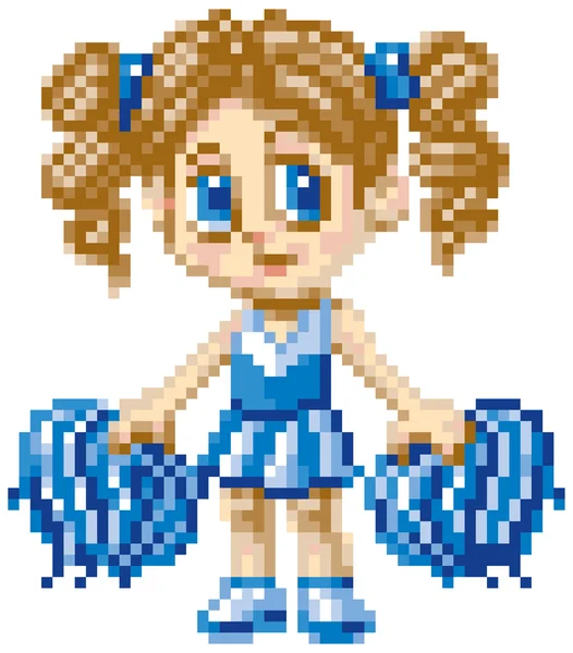 Pixel Art Cheerleader Menina Vetor Ilustração —  Vetores de Stock