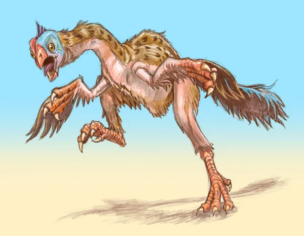Gigantoraptor dinosaura běh ilustrace — Stock fotografie