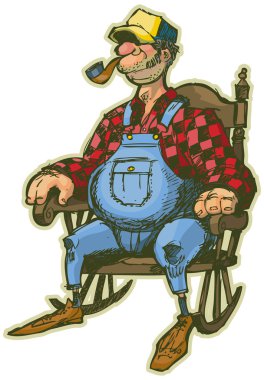 Sallanan sandalye vektör karikatür yaşlı adam küçük resim illüstrasyon