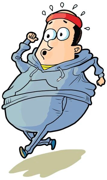 Łysy mężczyzna Jogging kreskówka Clip Art wektor z nadwagą ilustracja — Wektor stockowy