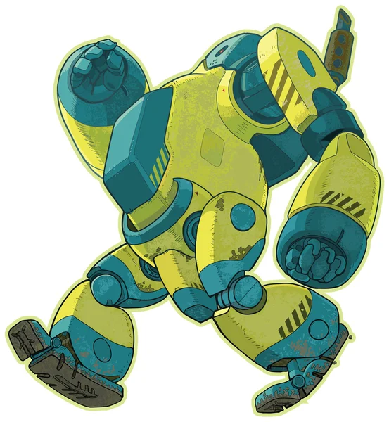 Jätten gå gul Robot vektor tecknad ClipArt Illustration — Stock vektor