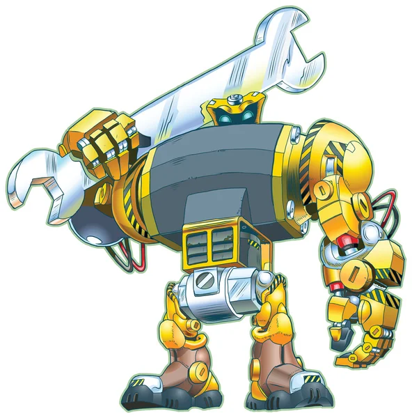 Roboter mit Schraubenschlüssel Vektor Cartoon Clip Art Illustration — Stockvektor