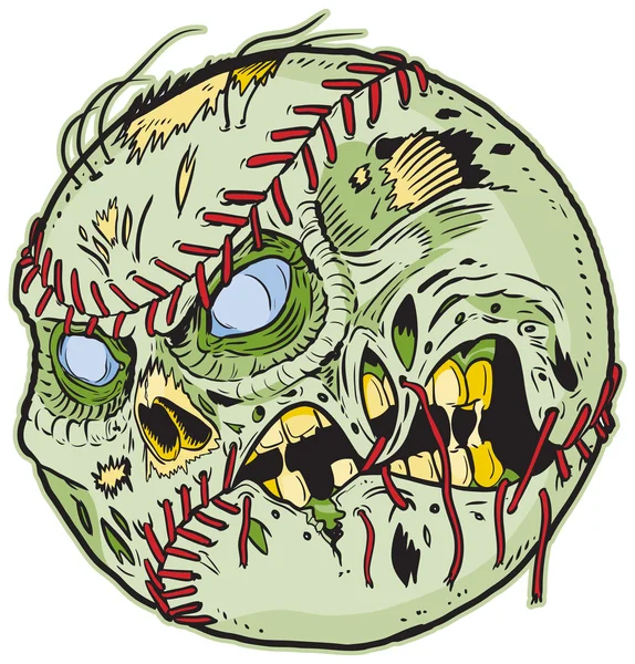 Illustrazione di arte della clip del fumetto del vettore del baseball dello zombie — Vettoriale Stock