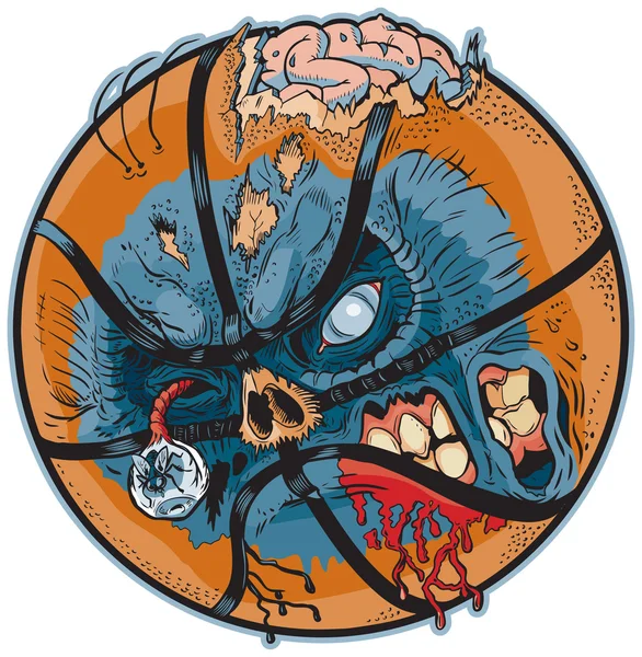 Zombie Basketball Vector Desenhos animados — Vetor de Stock