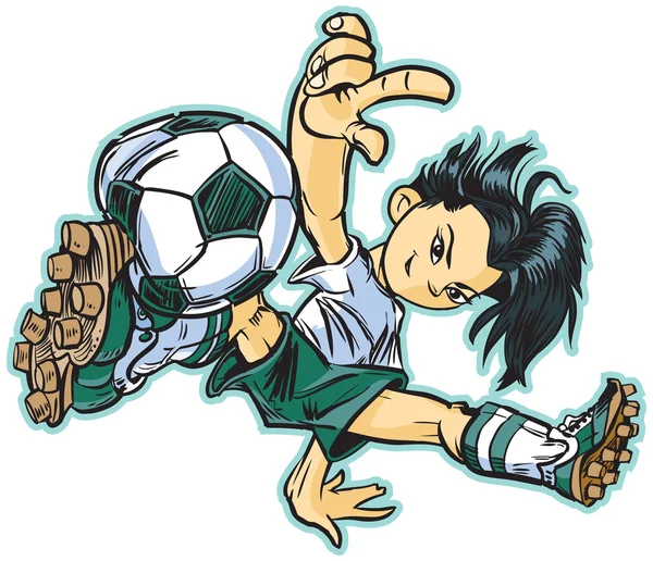 Ασιατικές σπάσει ο χορός κορίτσι ποδόσφαιρο διάνυσμα εικόνες Clip Art — Διανυσματικό Αρχείο