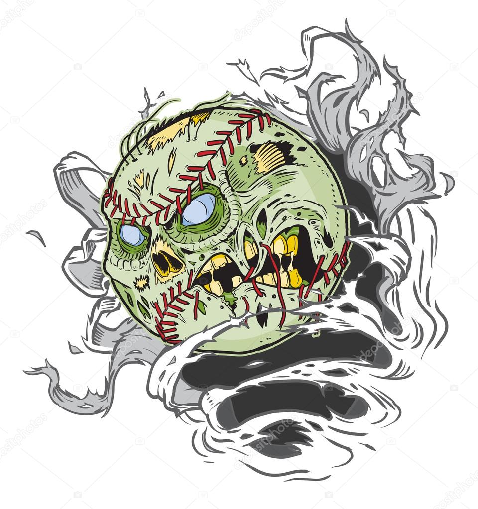 Zombie Béisbol arrancando de fondo Vector Dibujos animados Clip Arte