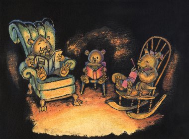 Ayı aile birlikte oturan illüstrasyon