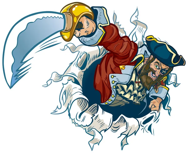 Strappi pirata fuori sfondo Vector Cartoon Clip Art Illustrazione — Vettoriale Stock