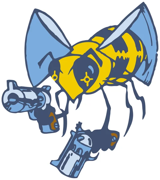 Wektor kreskówka Bee z dwóch pistoletów — Wektor stockowy