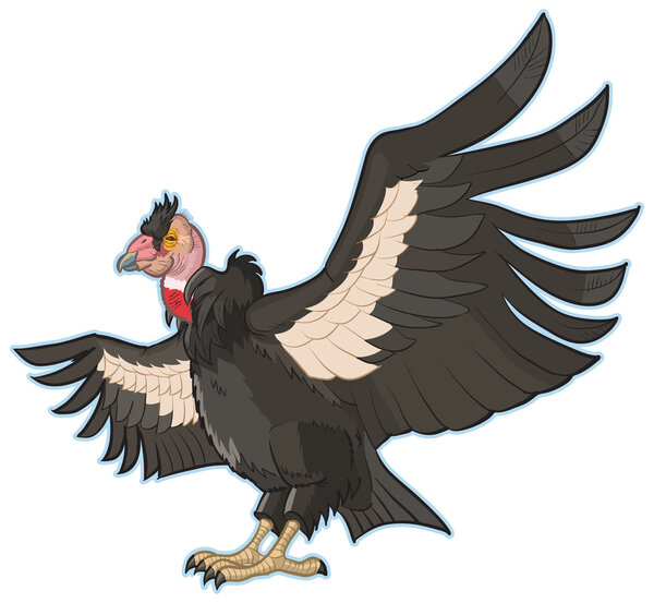 California Condor Cartoon Vector Clip Art Illustration