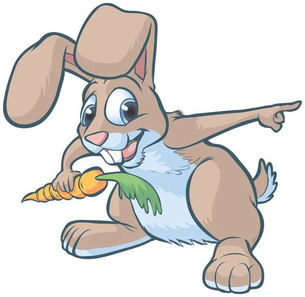 Heureux dessin animé lapin pointant vecteur dessin animé Clip Art Illustration — Image vectorielle